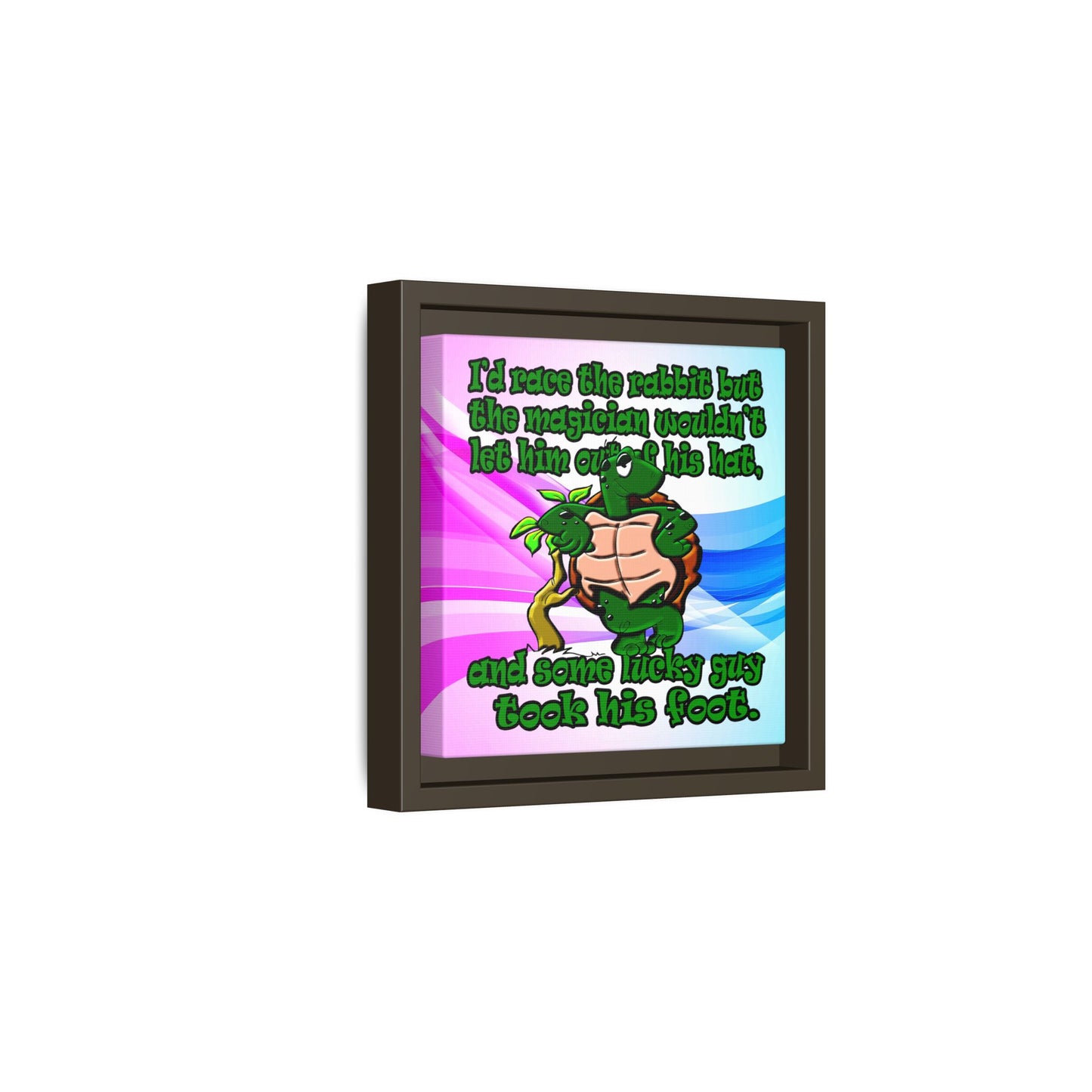 turtle race - framed canvas art (light blue-pink wave)
