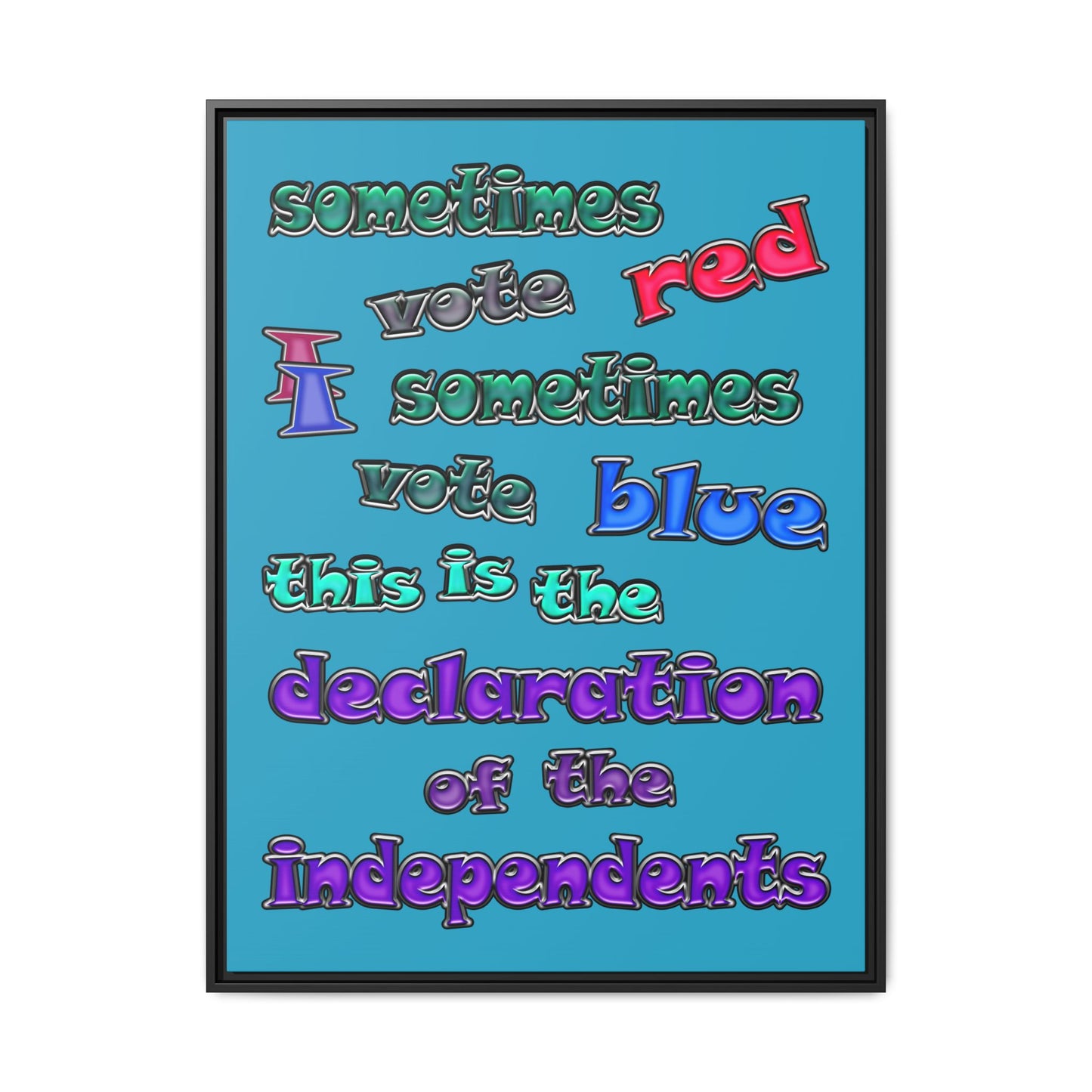 declaration of the independents - framed canvas art (turquoise)