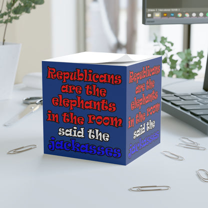 donkeys and elephants - note cube (dark blue)