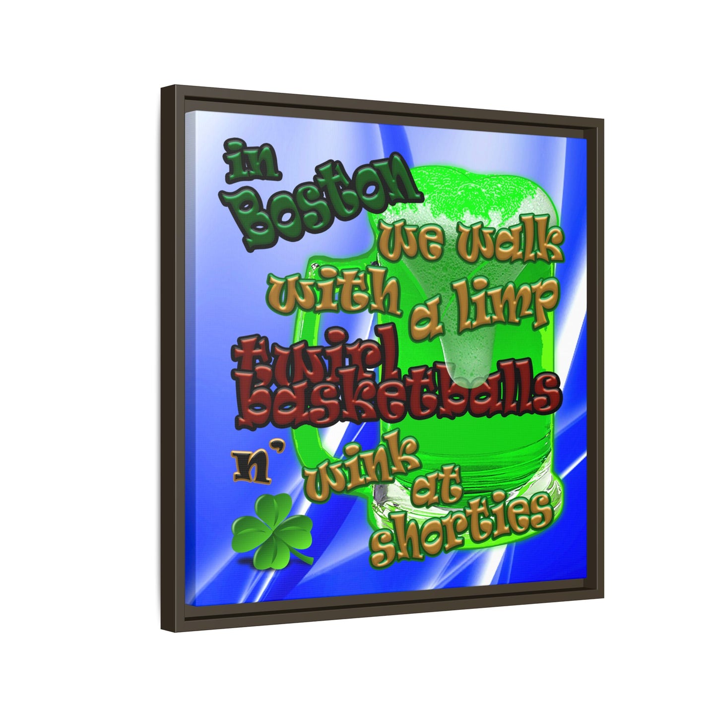 celtics logo - framed canvas art (blue-white wave)