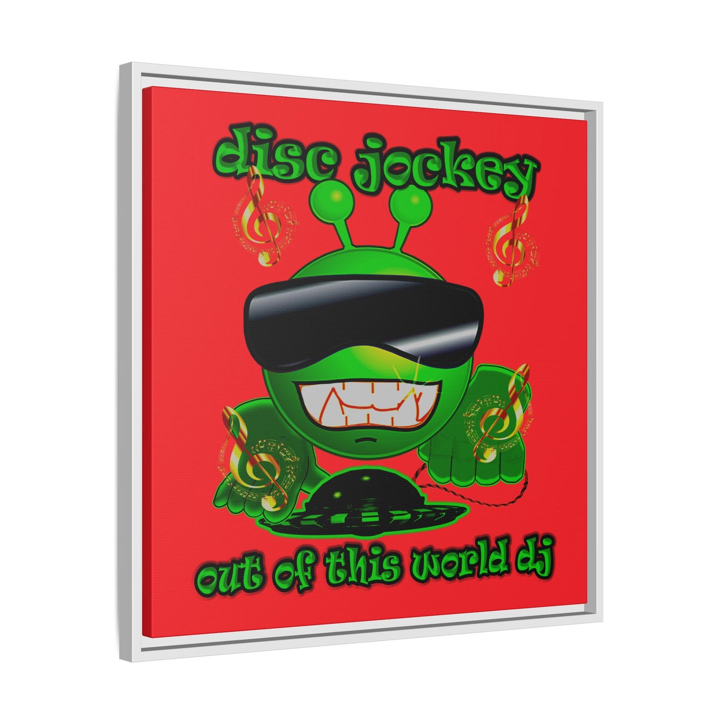 disc jockey - framed canvas art (red)