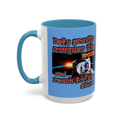 defy conquer reach - Accent Mug (light blue)