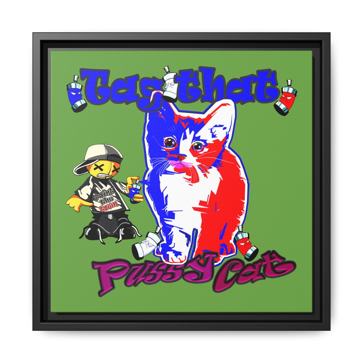 tag that - framed canvas art (green)