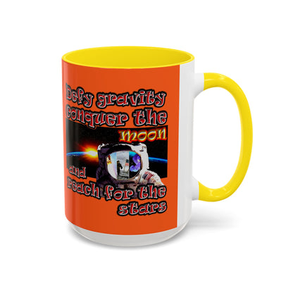 defy conquer reach - Accent Mug (orange)