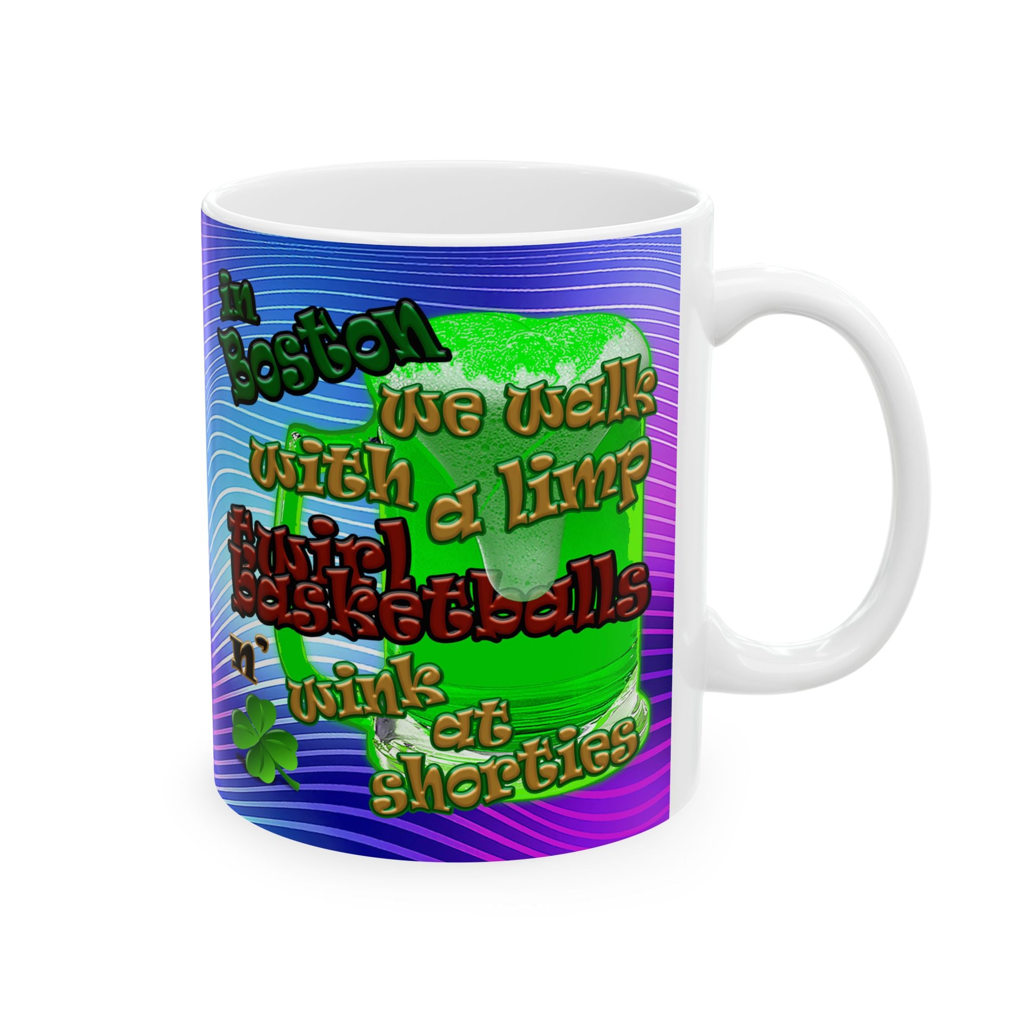 celtics logo - White Mug (purple wave)