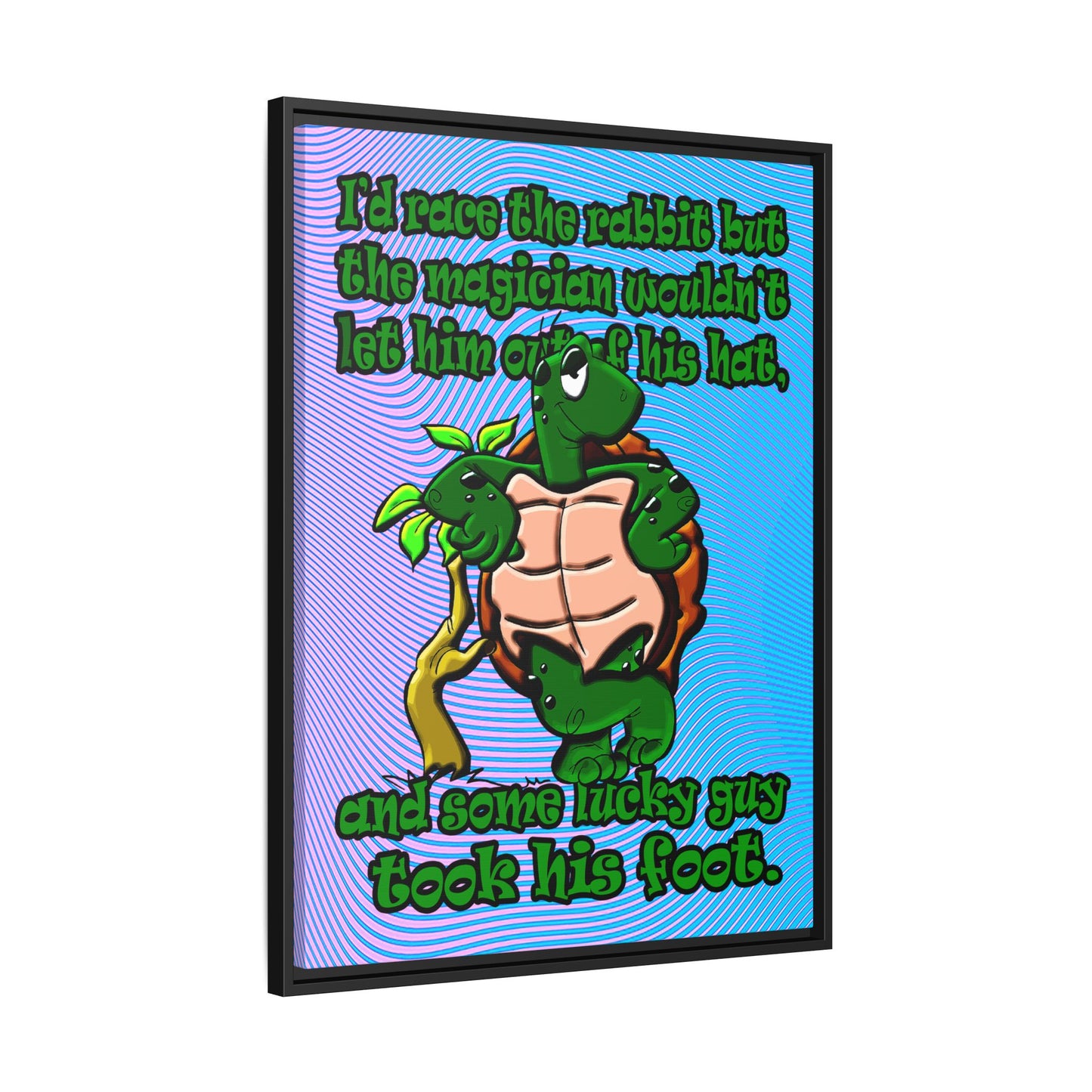 turtle race - framed canvas art (light blue-purple wave)