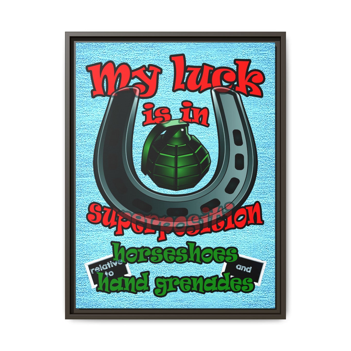 my luck - framed canvas art (faded blue)