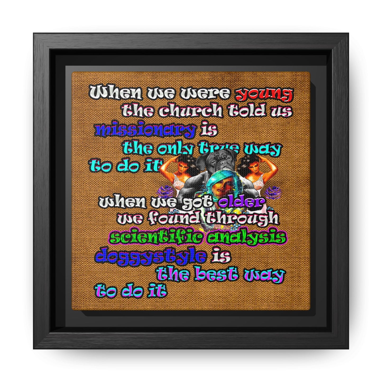 doggystyle - framed canvas art (brown papyrus)