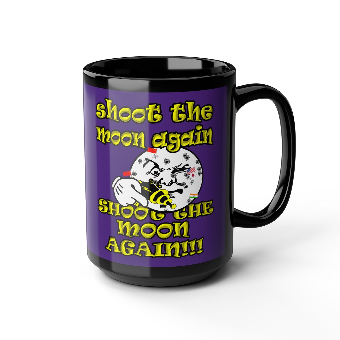 shoot the moon again - Black Mug (purple)