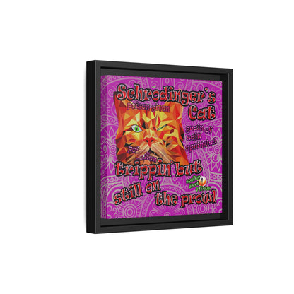 schrodinger's cat - framed canvas art (pink swirl)