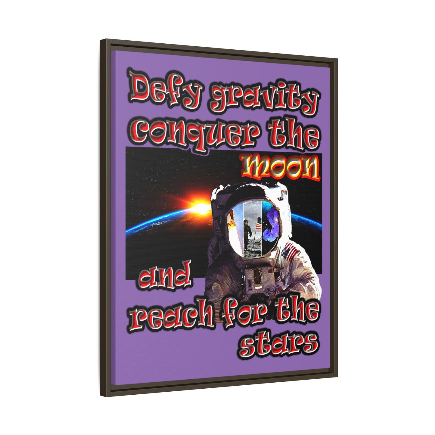 defy conquer reach - framed canvas art (light purple)