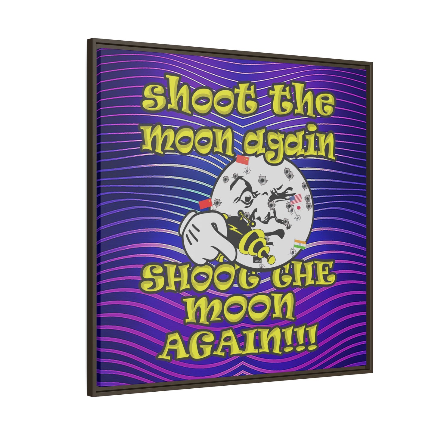 shoot the moon again - framed canvas art (purple wave)