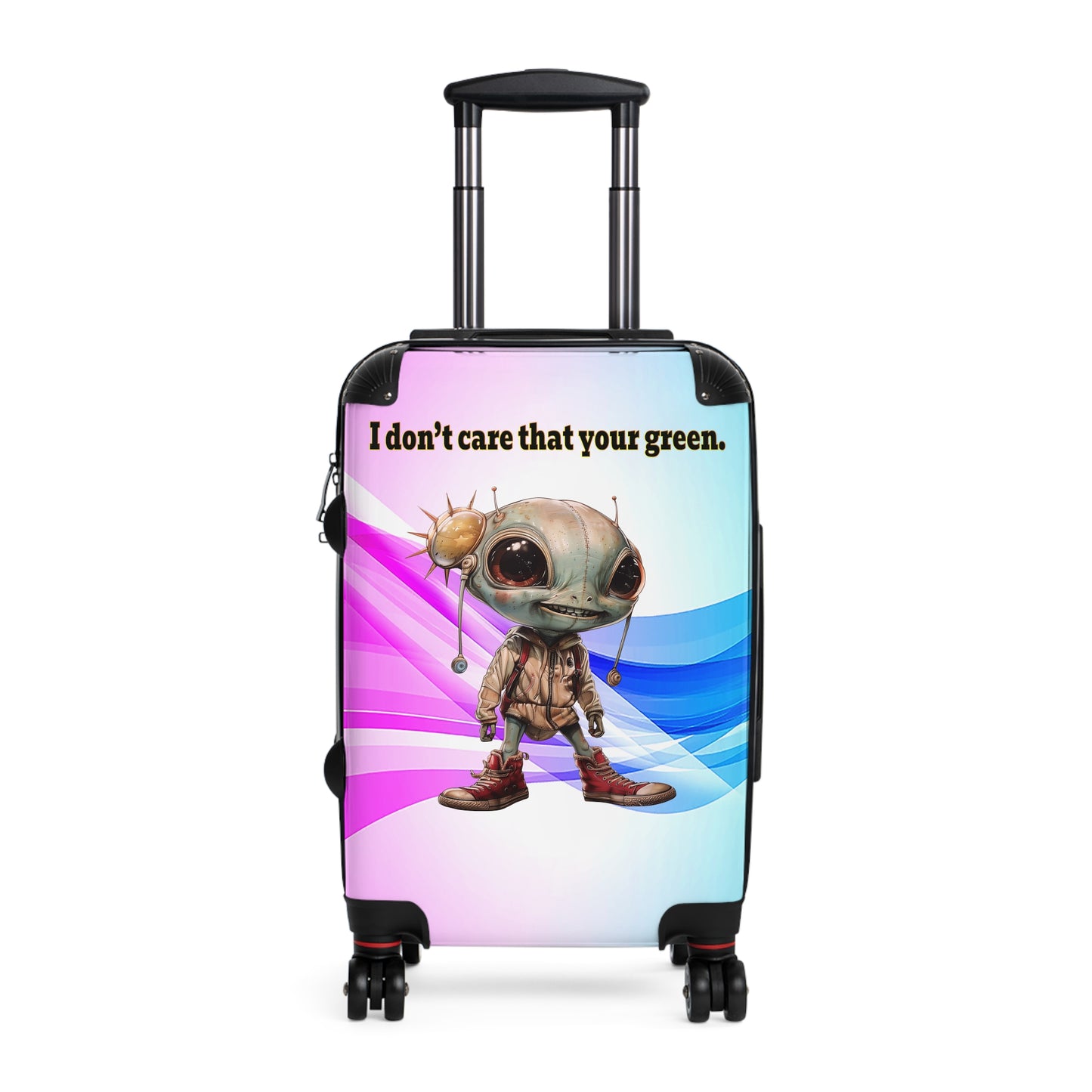 I don't care that your green - Suitcase (light blue-pink wave)