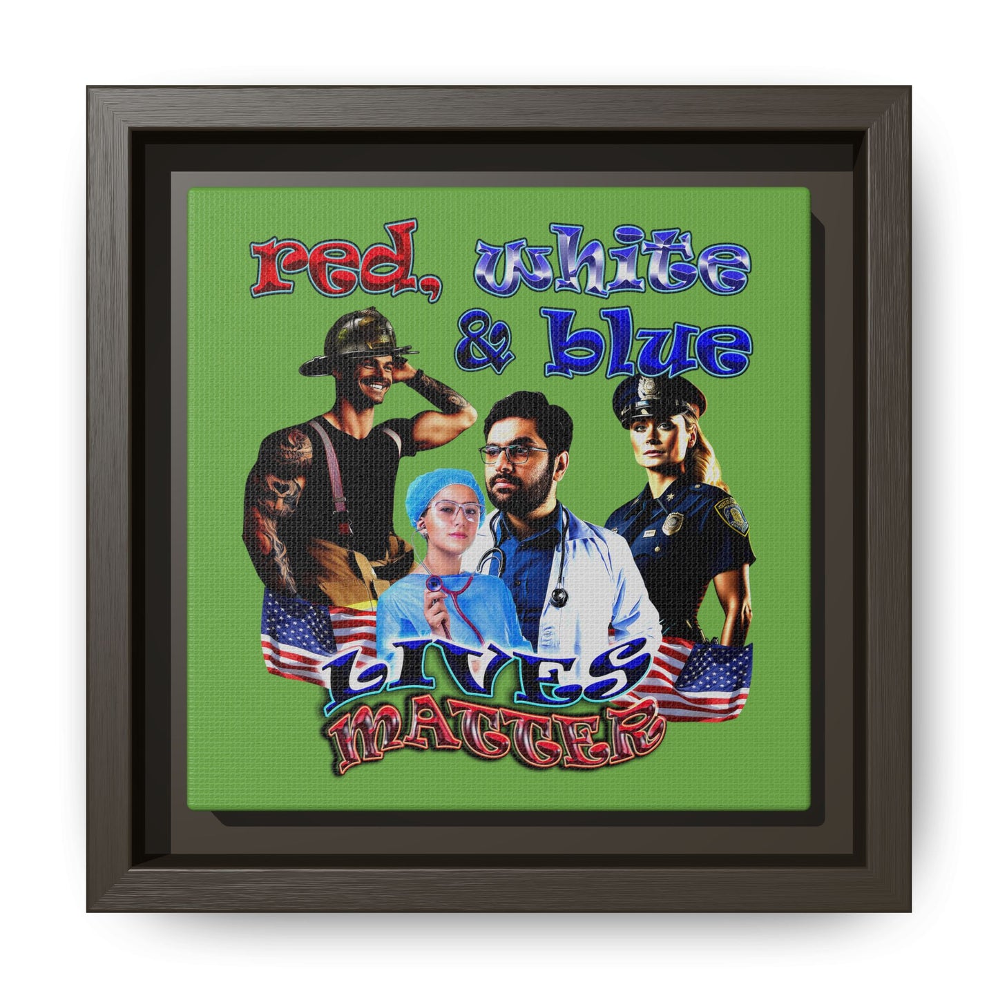 rw&b lives matter - framed canvas art (green)
