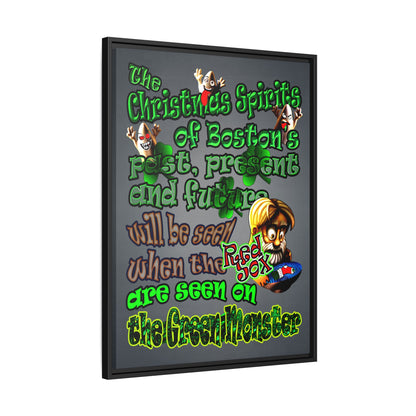 christmas spirits of boston - framed canvas art (grey-light grey)