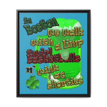 celtics logo - framed canvas art (turquoise)