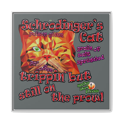 schrodinger's cat - framed canvas art (dark grey)