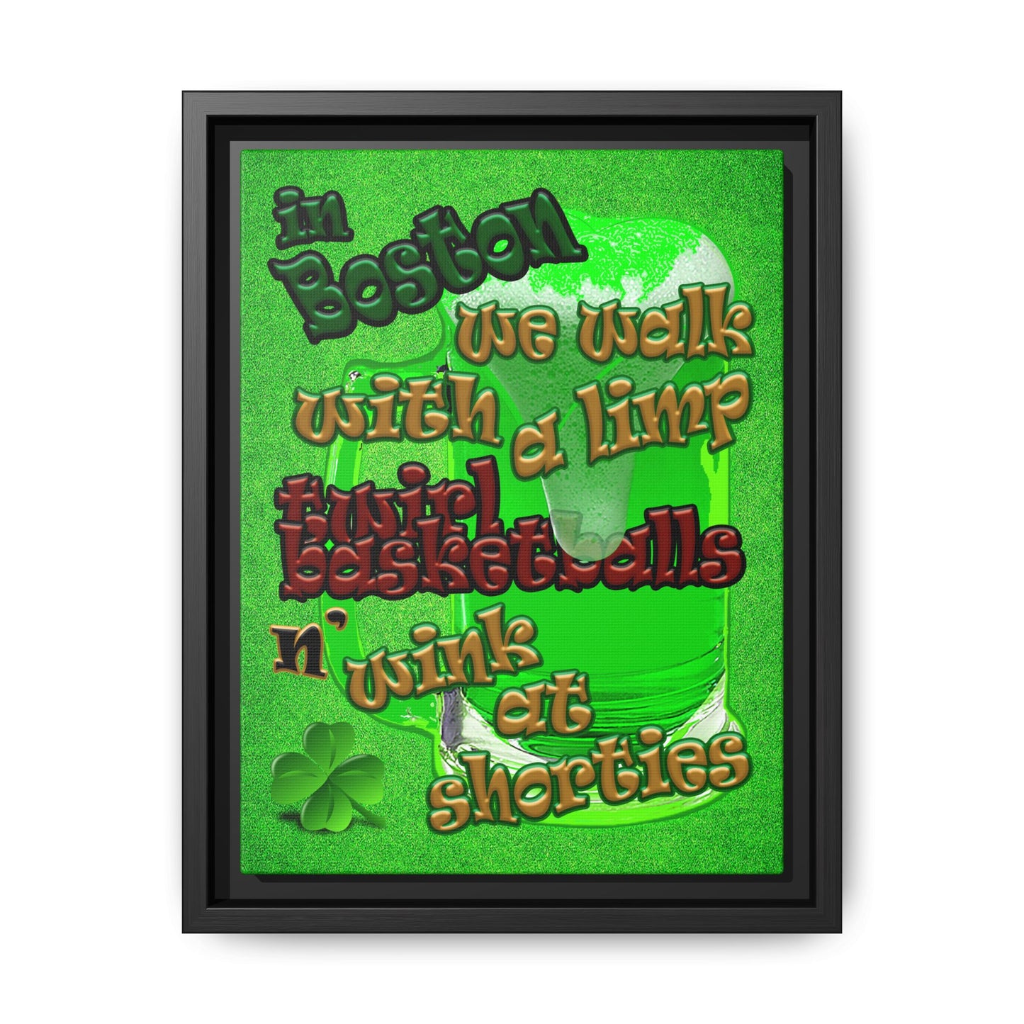 celtics logo - framed canvas art (green turf)