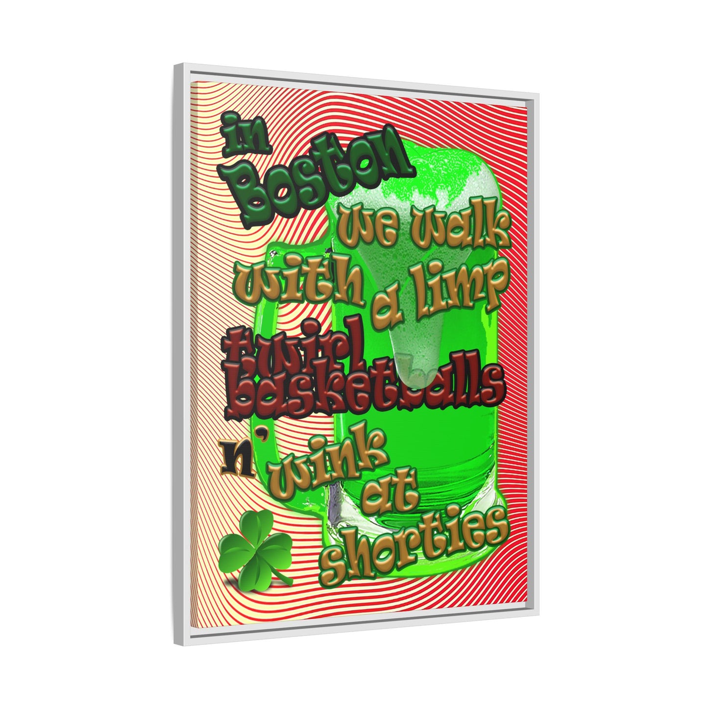 celtics logo - framed canvas art (yellow-orange wave)