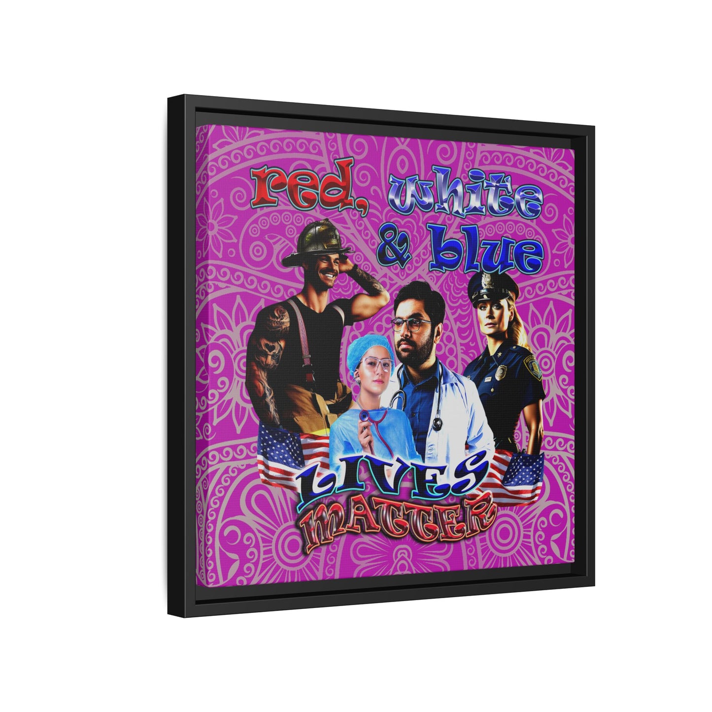 rw&b lives matter - framed canvas art (pink swirl)