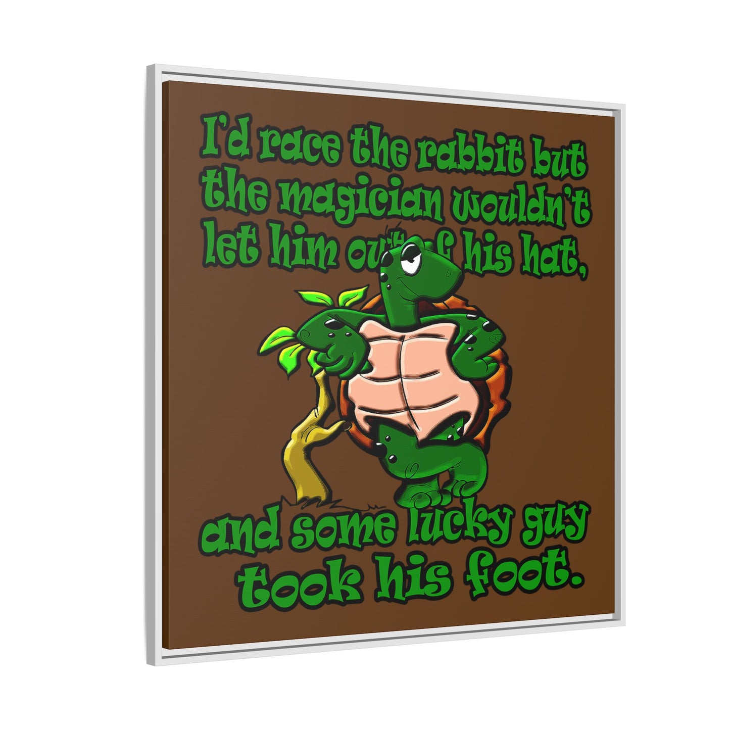 turtle race - framed canvas art (brown)