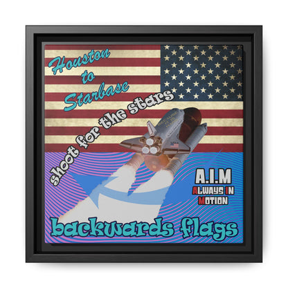 shoot for the stars - framed canvas art (light blue-purple wave)