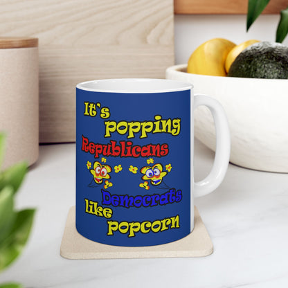 popping like popcorn - White Mug (dark blue)