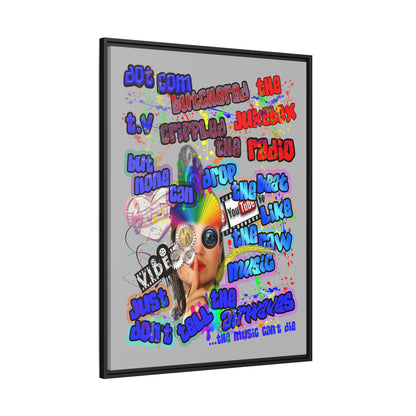 drop the beat - framed canvas art (light grey)