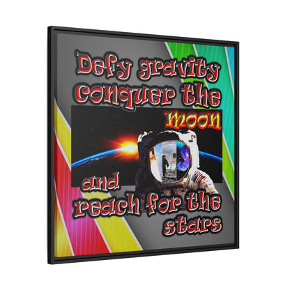 defy conquer reach - framed canvas art (rainbow split)