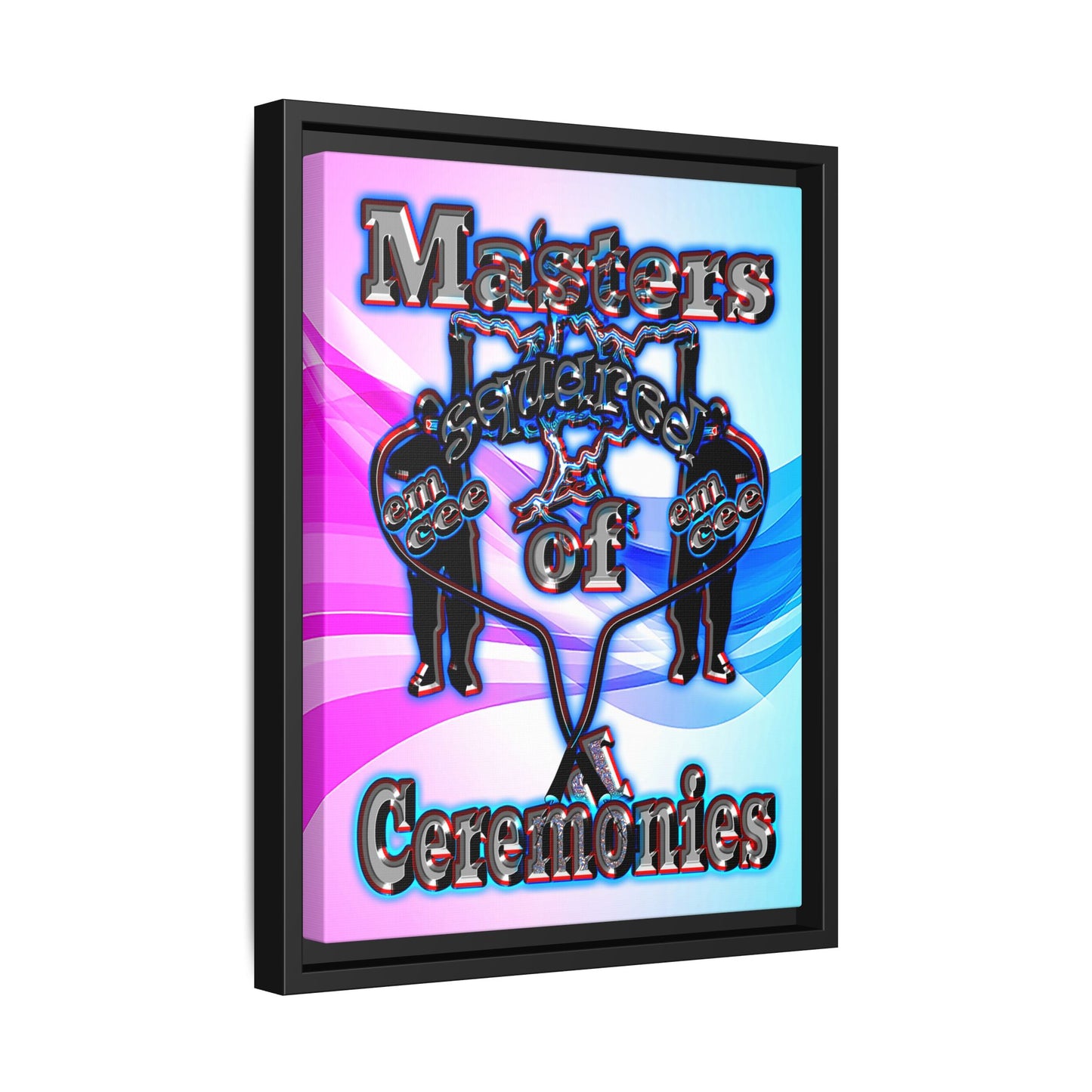 em cee squared - framed canvas art (light blue-pink wave)