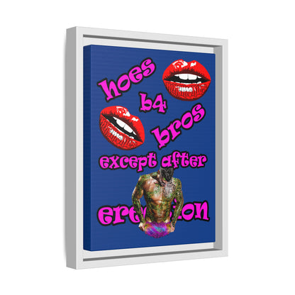 hoes b4 bros - framed canvas art (dark blue)