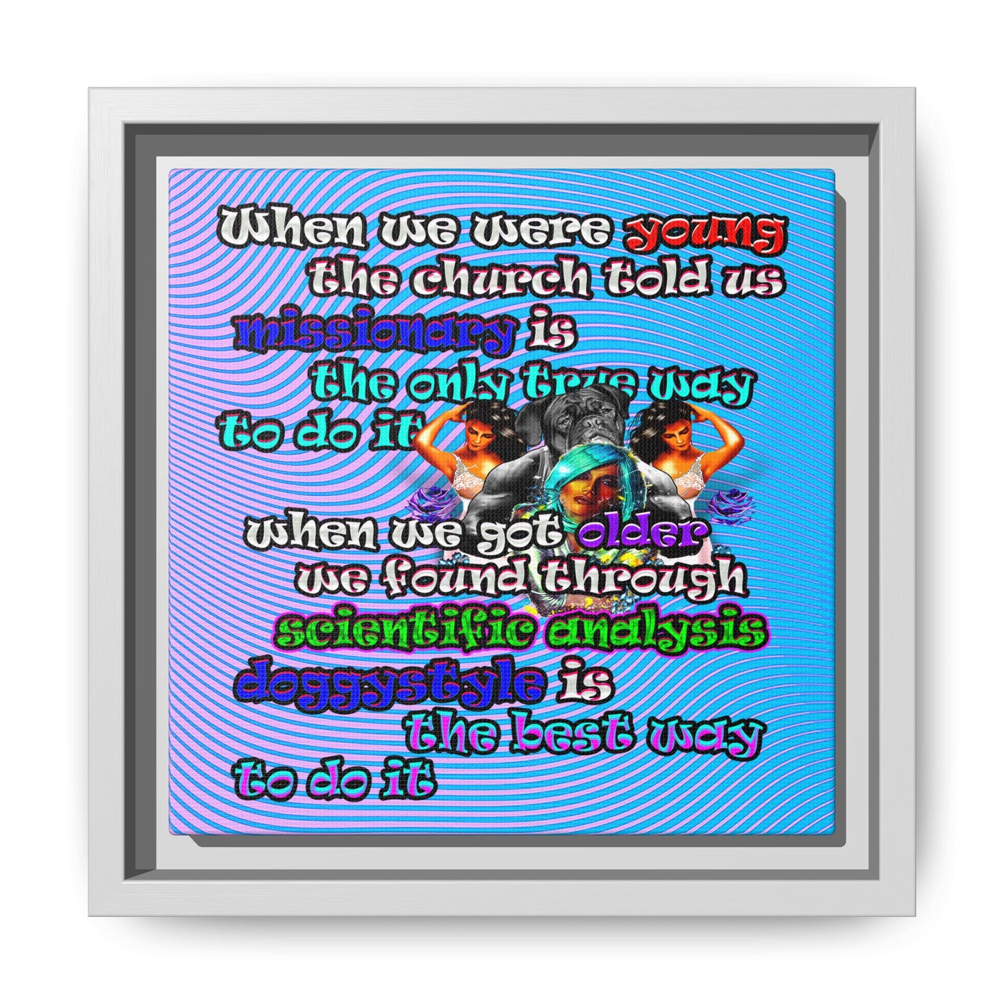 doggystyle - framed canvas art (light blue-purple wave)