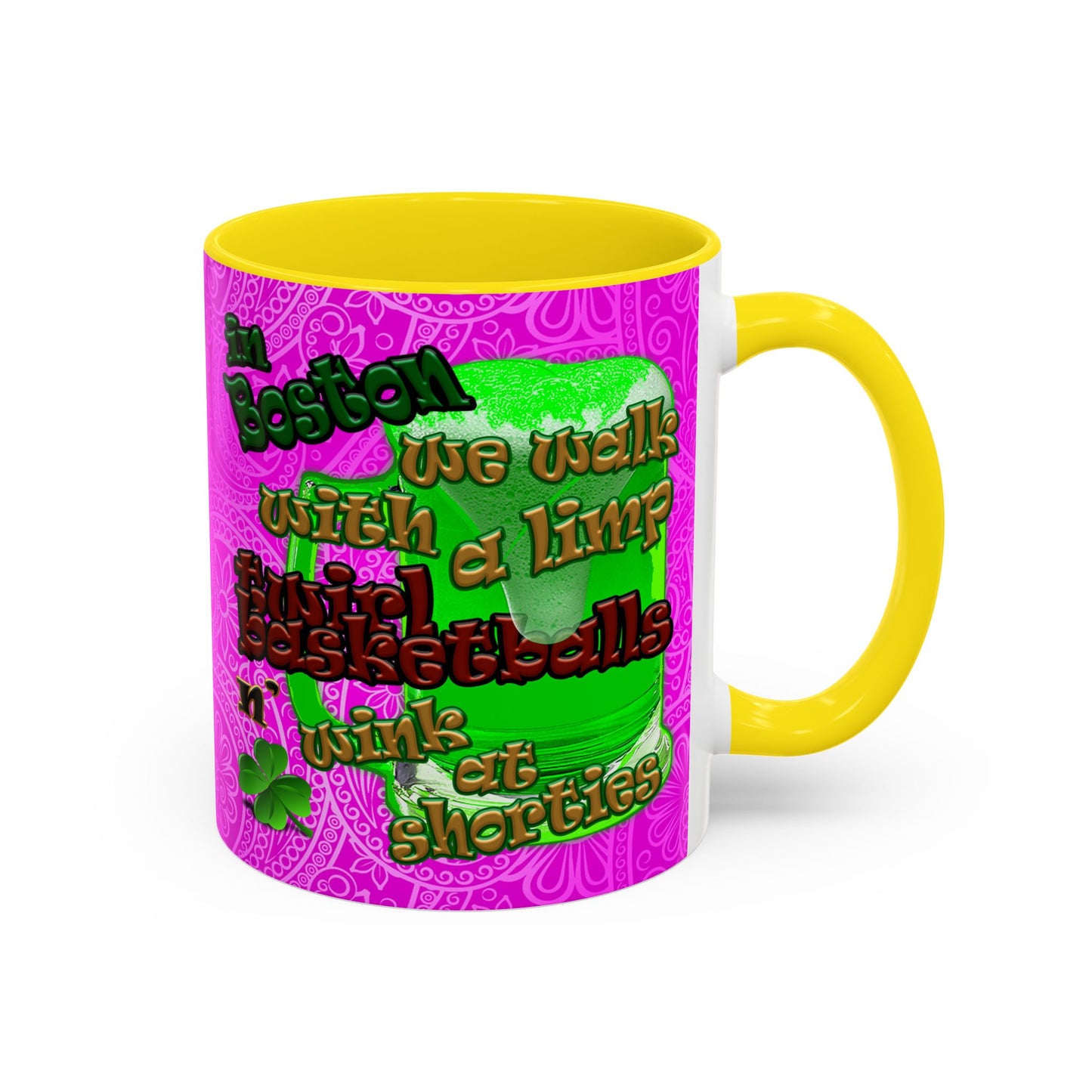 celtics logo - Accent Mug (pink swirl)