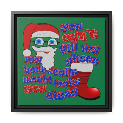 santa's shoes - framed canvas art (dark green)