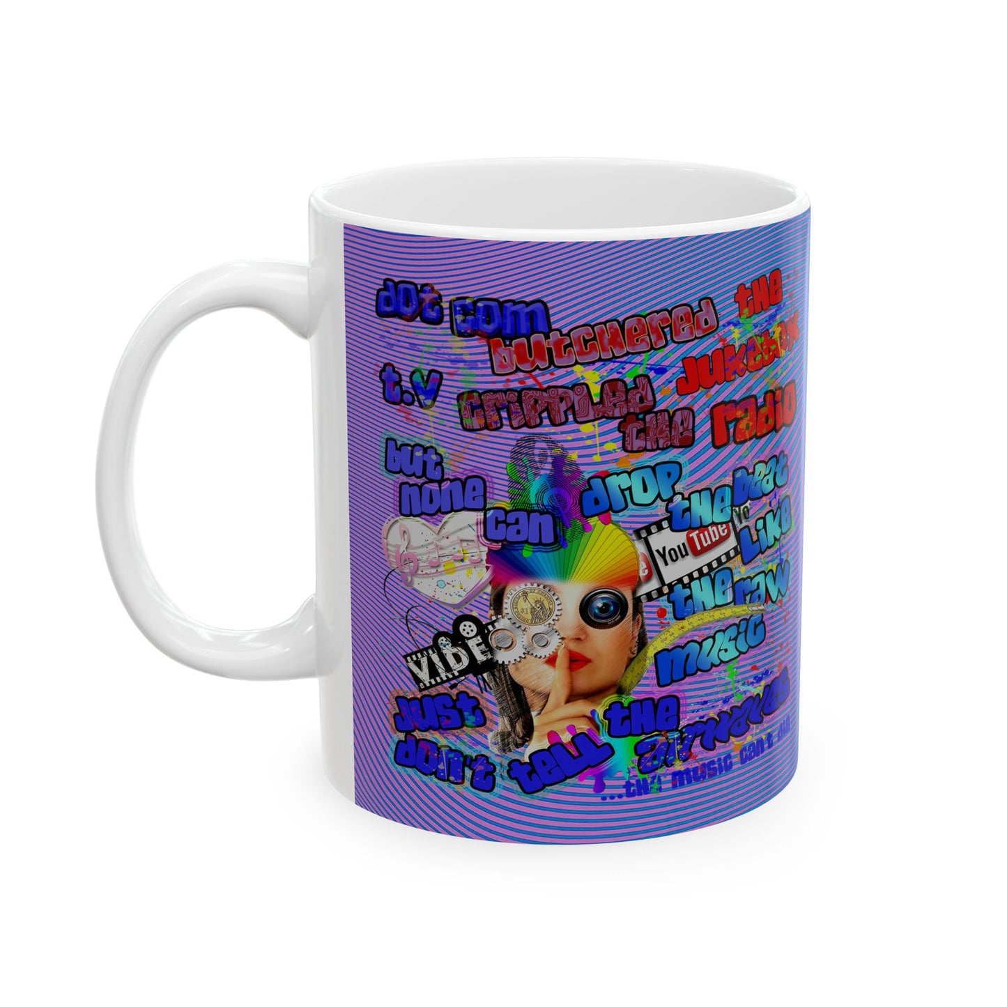 drop the beat - White Mug (light blue-purple wave)