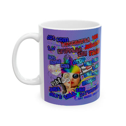 drop the beat - White Mug (light blue-purple wave)