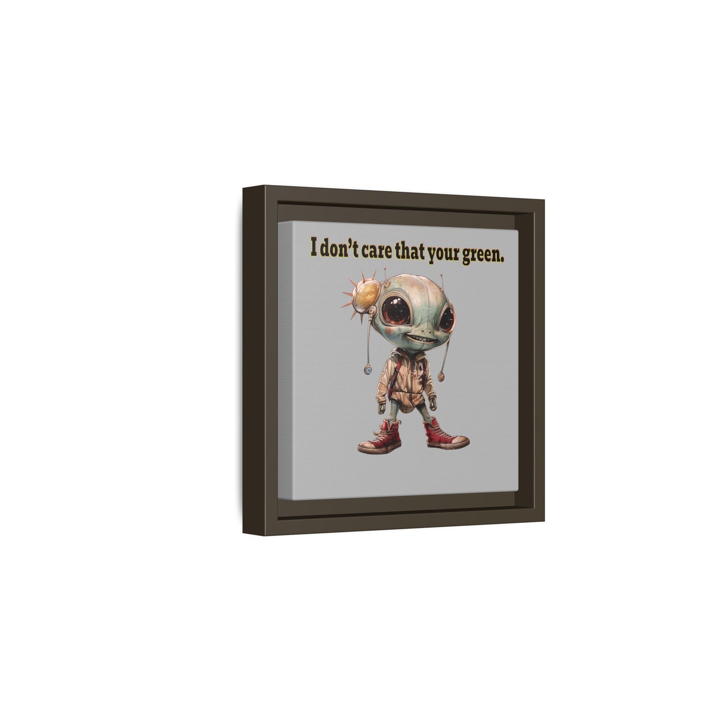 I don't care that your green - framed canvas art (light grey)