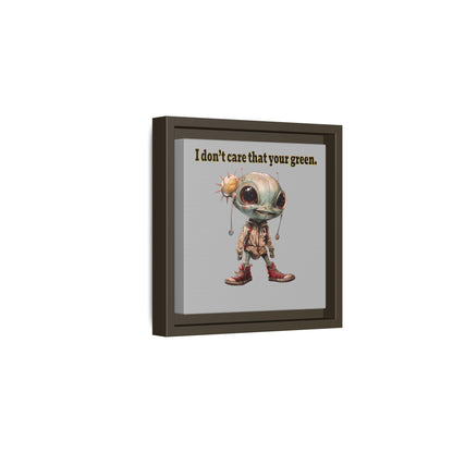 I don't care that your green - framed canvas art (light grey)