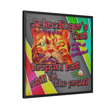 schrodinger's cat - framed canvas art (rainbow split)