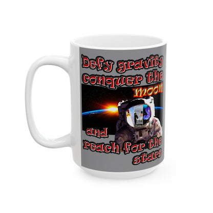 defy conquer reach - White Mug (grey)