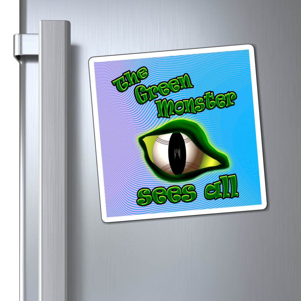 green monster - Magnets - (light blue-purple wave)