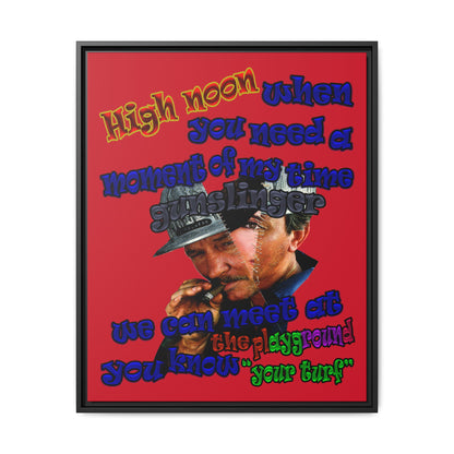 high noon - framed canvas art (dark red)