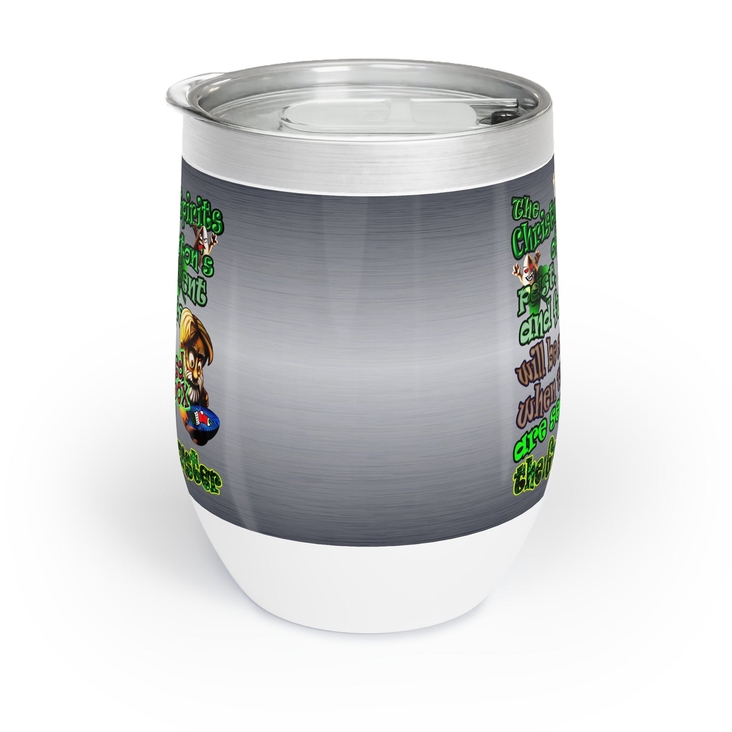 christmas spirits of boston - Chill Wine Tumbler (brushed nickel)