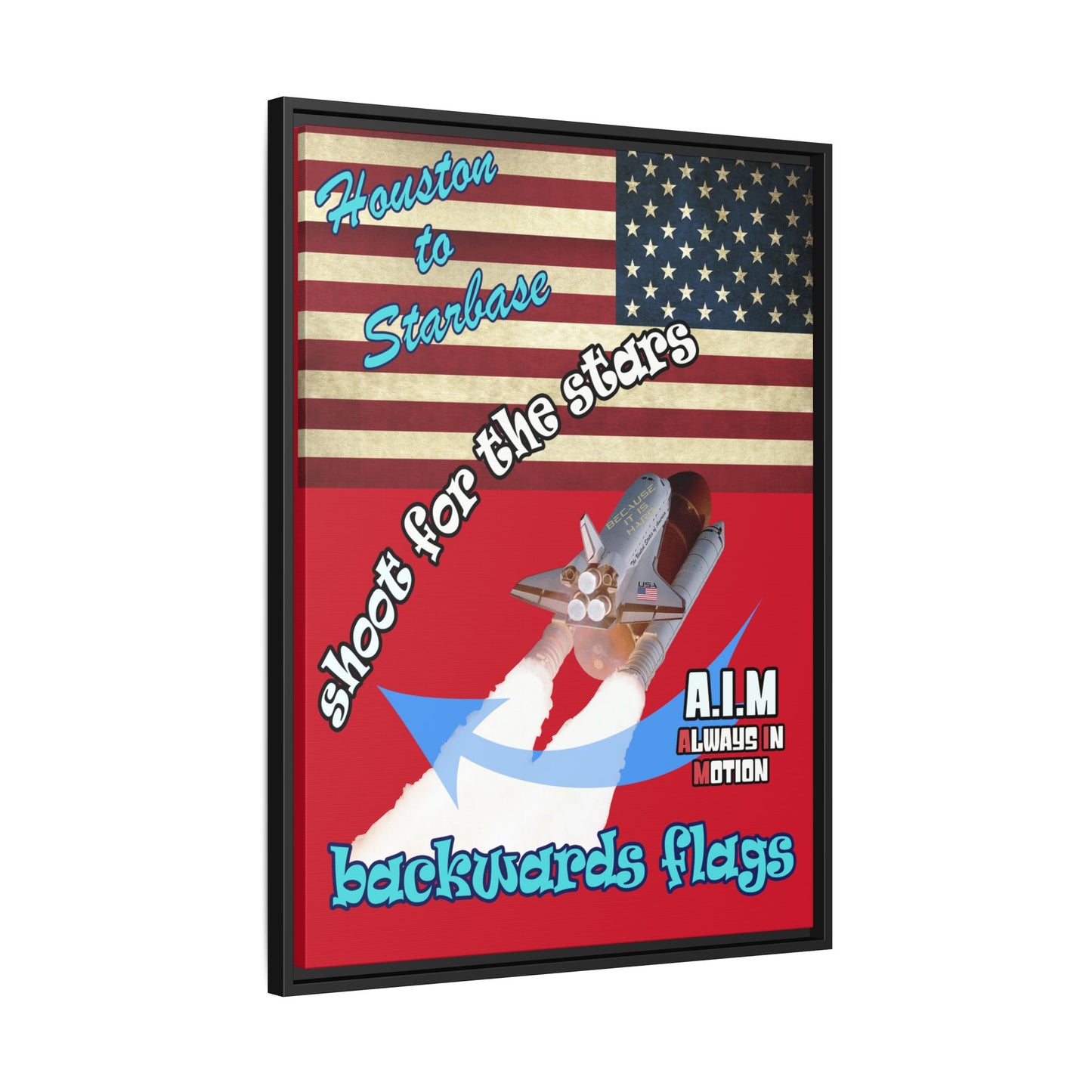 shoot for the stars - framed canvas art (dark red)