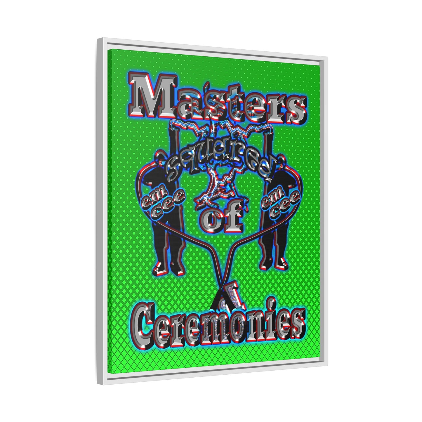 em cee squared - framed canvas art (logo green)