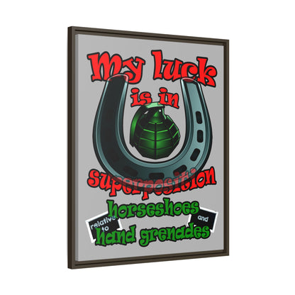 my luck - framed canvas art (light grey)