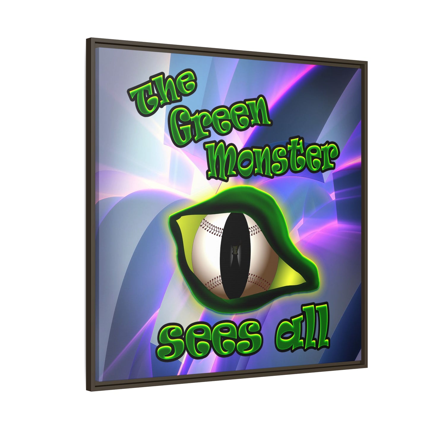 green monster - framed canvas art (grey-pink wave)