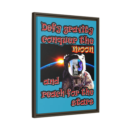 defy conquer reach - framed canvas art (turquoise)