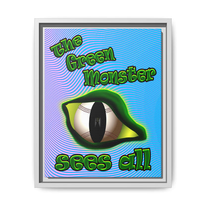 green monster - framed canvas art (light blue-purple wave)