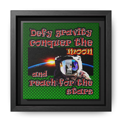 defy conquer reach - framed canvas art (logo green)